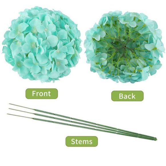 20 Count | Tiffany Blue Feathers Hydrangeas & White Roses Bouquet - Picture 2 of 7